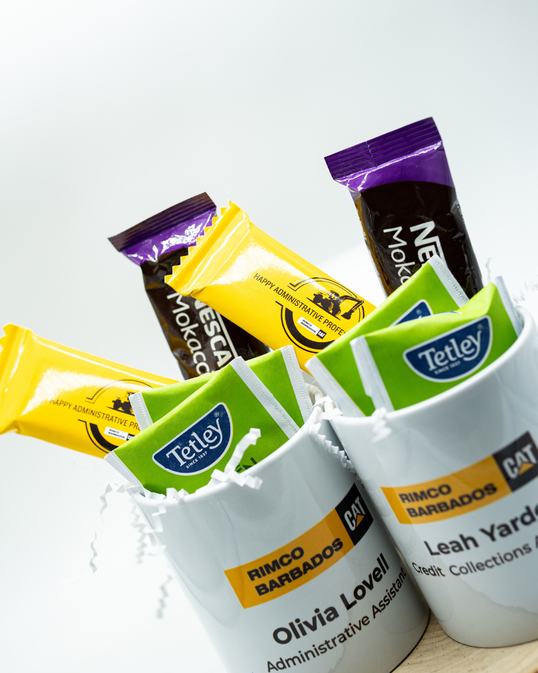 Custom mug packed with treats in a gift box